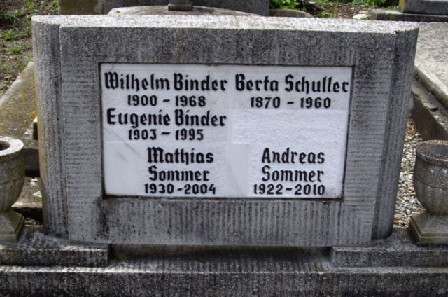 Binder Wilhelm 1900-1968 Schuller Eugenia 1903-1995 Grabstein